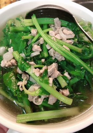 Hình của món Cải bó xôi nấu thịt.