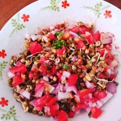 A picture of Moong dal sprout chat.