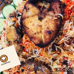 Fish tikka biryani A picture of Fish tikka biryani.