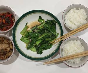 Resep Populer  Menu set trio tumis  pokcoy ayam bawang putih bawang merah Enak dan Sehat