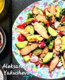 Salad with smoked haddock, avocado and radish