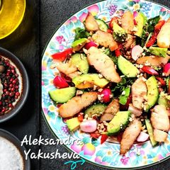 A picture of Salad with smoked haddock, avocado and radish.