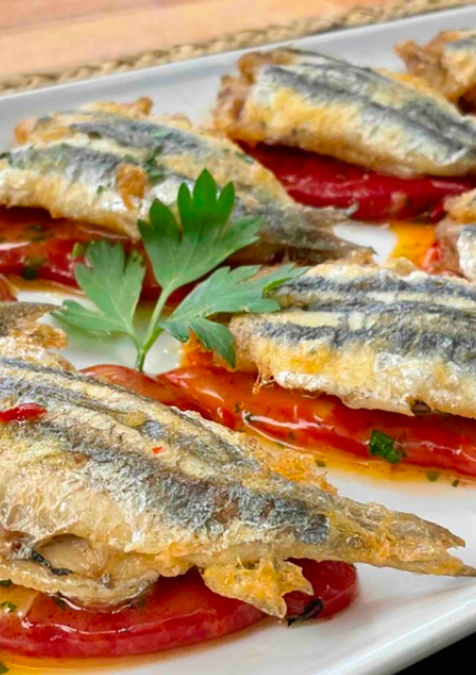 Una foto de Boquerones rellenos para chuparse los dedos!