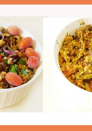 A picture of A celebration of veggies: Mushroom dum biriyani.