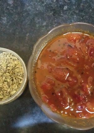 A picture of Tomato fennal sweet chutney.