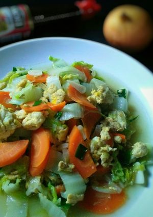 Foto resep Tumis Sawi Putih, Wortel & Telur