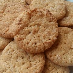 A picture of Vickys Cornmeal Cookies w Cinnamon Lemon Sugar, GF DF EF SF NF.
