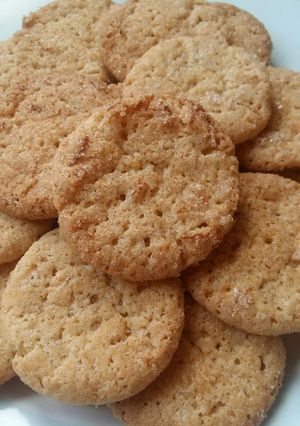 A picture of Vickys Cornmeal Cookies w Cinnamon Lemon Sugar, GF DF EF SF NF.