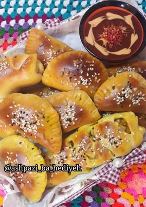 عکسی از دستور پیراشکی گوشت پنیری هدیه بانو