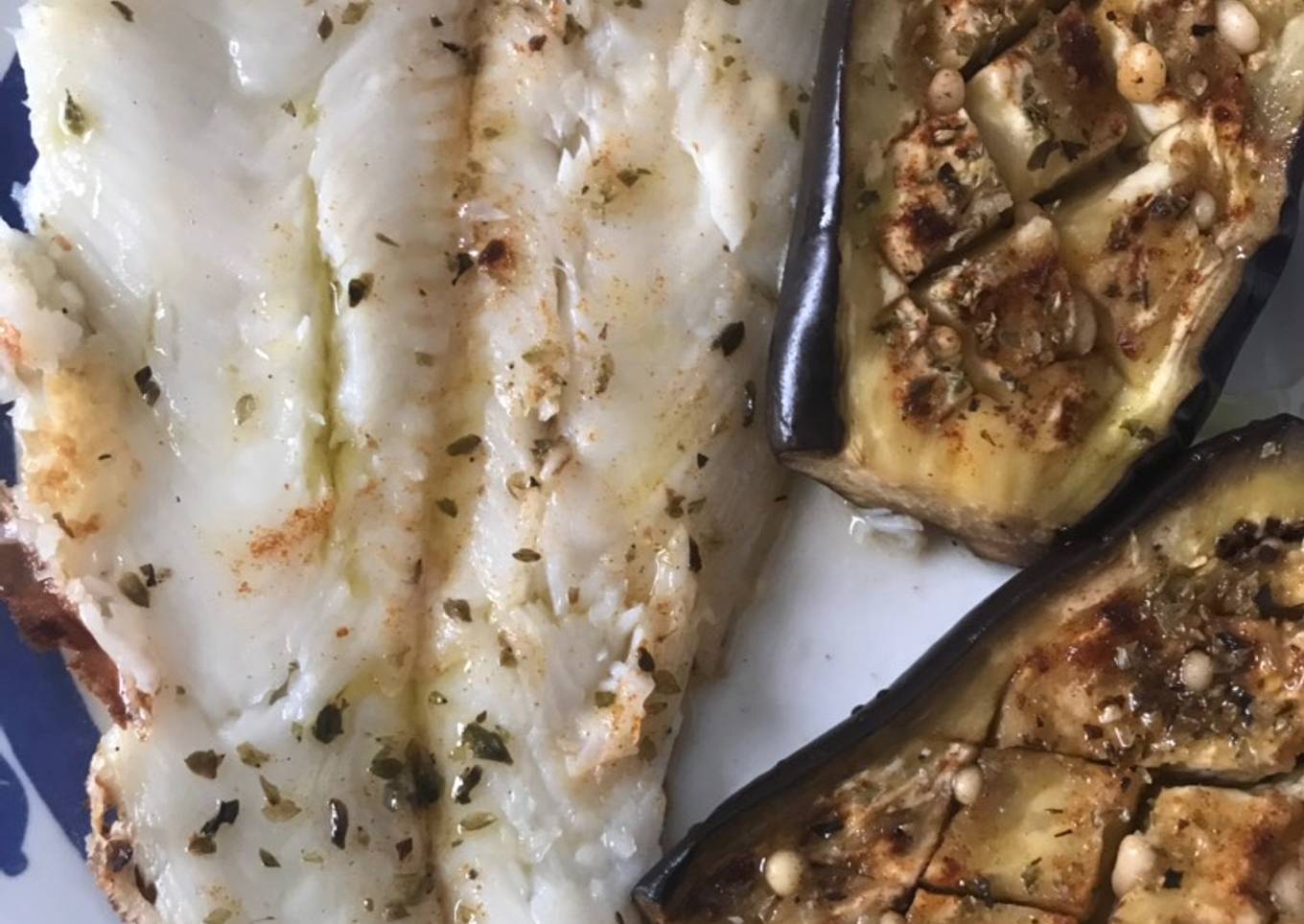 Fletán y berenjenas