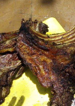 A picture of Grilled goat ribs.
