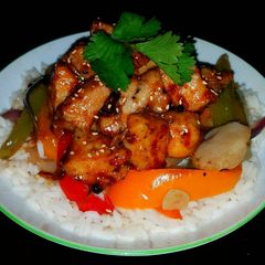 A picture of Mike's Spicy Korean Chicken Over Jasmine Rice.