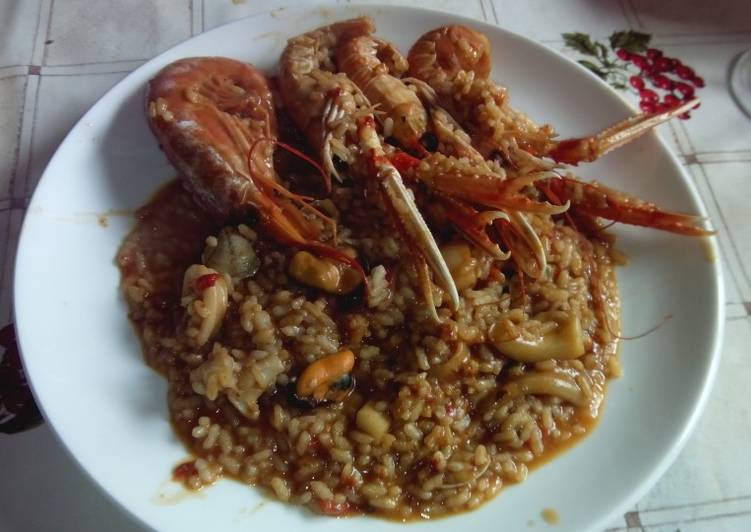 Arroz caldoso de marisco, muy fácil