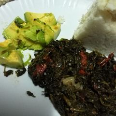 Managu served with Ugali and ova A picture of Managu served with Ugali and ova.