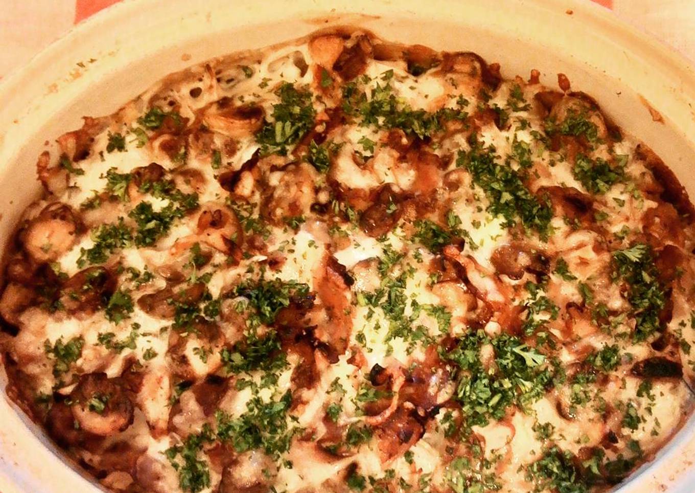 Chicken, ham & mushroom baked rice