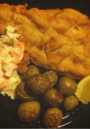 Foto resep Fish & chips w/ grilled baby potatoes
