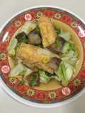“ผัดผักกาดขาวเต้าหู้ไข่หมูกรอบ”เฮงเฮงเฮง