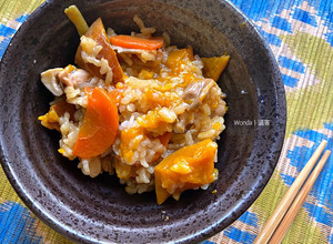 南瓜菇菇日式炊飯｜素食 的食譜成品照片