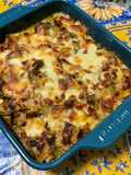 Fenouils au porc, tomates et cheddar
