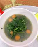 Canh cải cúc nấu tôm viên