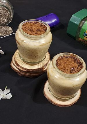 A picture of Tiramisu Chia Pudding with Dalgona.