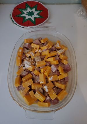 A picture of Christmas Casserole.