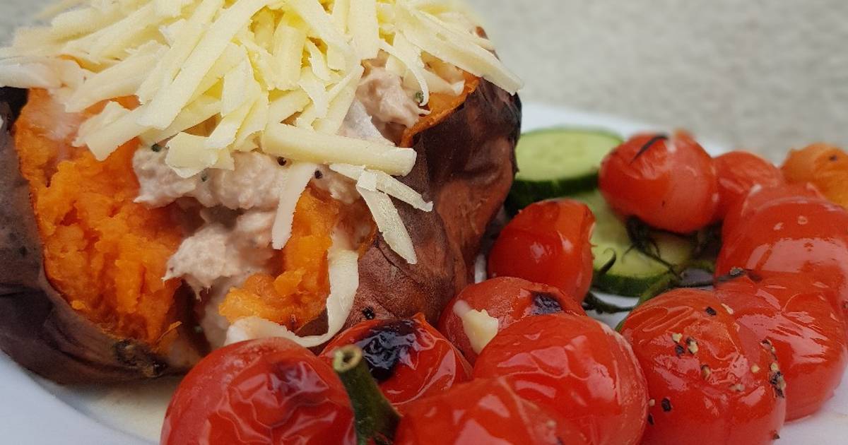 Jacket Sweet Potato and Tuna Recipe by Stacy D Cookpad