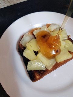 A picture of My Morning Honey & Pineapple French Toast on Brioche Bread 😘.