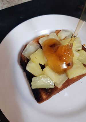 A picture of My Morning Honey & Pineapple French Toast on Brioche Bread 😘.