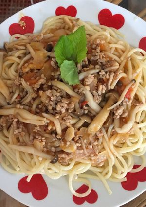 Hình của món Mỳ ý sốt nấm.