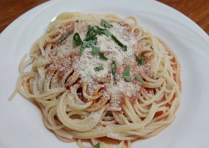 Espaguetis napolitano fácil Receta de Bendecido- Cookpad