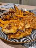 Parmesan & Lemon chicken goujons with sweet potato fries