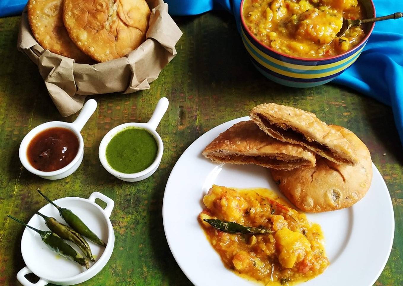Moong dal kachori with aloo ki sabji