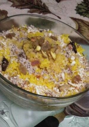 A picture of # Theme Rice sweet yellow rice.