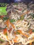 Fideos Udon Con Carne y Vegetales