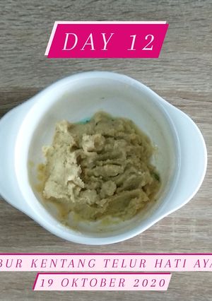 Foto resep Bubur kentang telur hati ayam mpasi menu lengkap 6 bulan