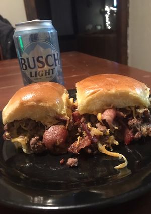 A picture of T’s Bacon Cheeseburger Sliders.