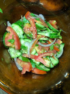 A picture of Cucumber tomatoes 🍅salad.