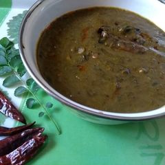 A picture of Colacasia & green sorrel curry (alu chi bhaji).