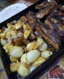 Papas al curry con carne al horno