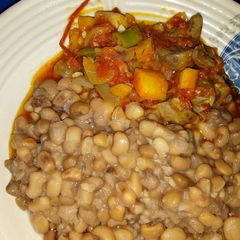 A picture of Homemade beans with kidney sauce.