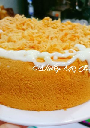 Hình của món Bánh bông lan chà bông sốt phô mai.
