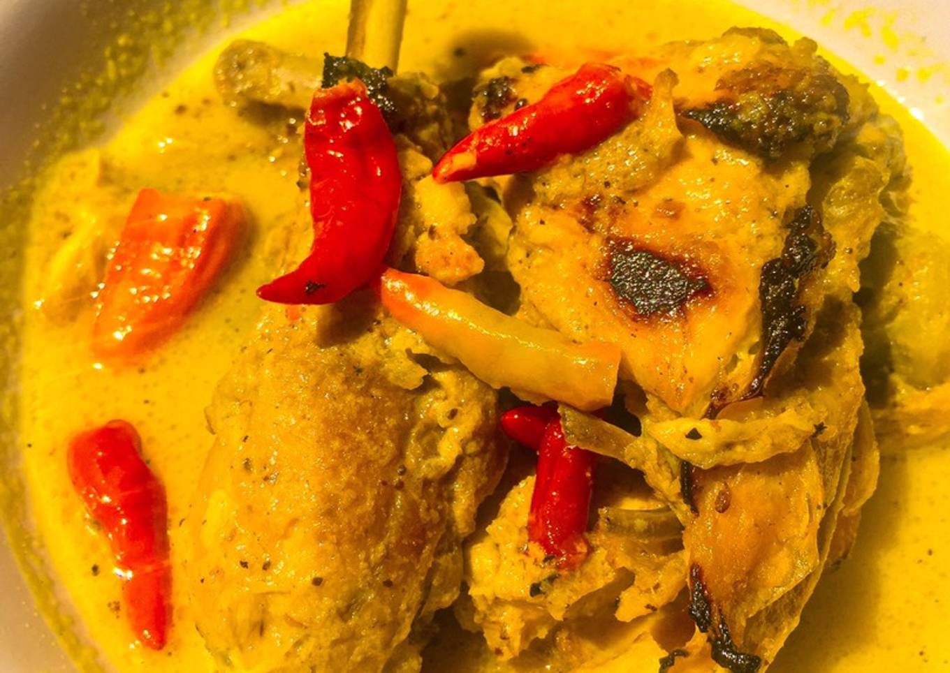 Ayam Panggang Kuah Santan Pedas