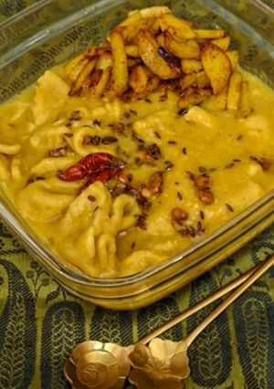A picture of Dal Dhookli/ Dal Pitha With Aloo Bhujia In Bihari Style/ Desi Wheat flour Pasta In Lentils Soup 🙌✨️.