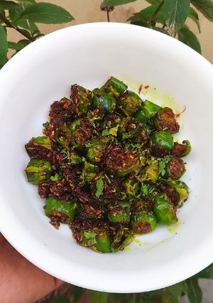 A picture of Masala Fried Chillies 🌶️🌶️.