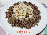مكرونة اسباجتى بصوص الزبادى واللحم المعصج