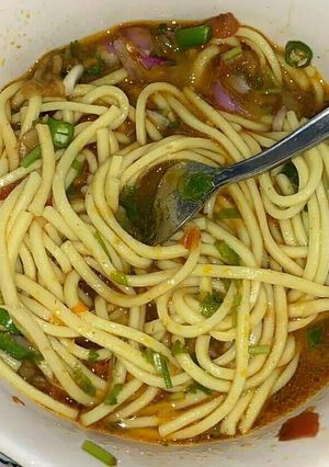 A picture of Soupy noodles.