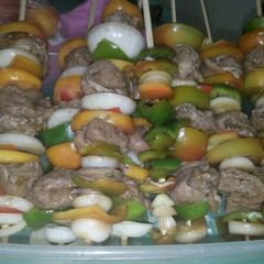 A picture of Pork kebabs.