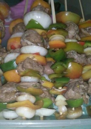 A picture of Pork kebabs.