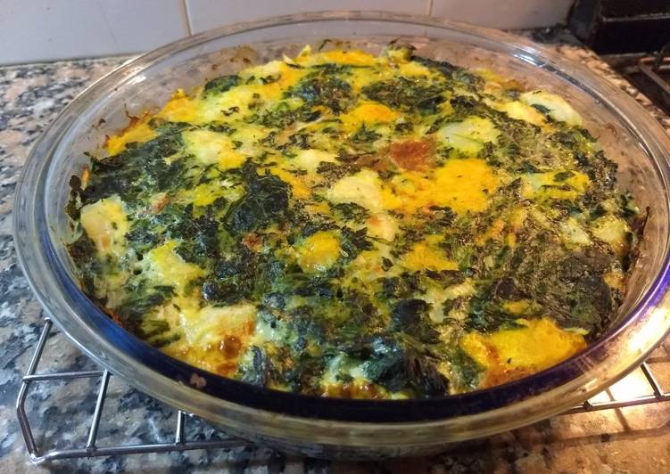 Tortilla de espinacas, zapallo, y papas al horno Receta de Rubén Cookpad